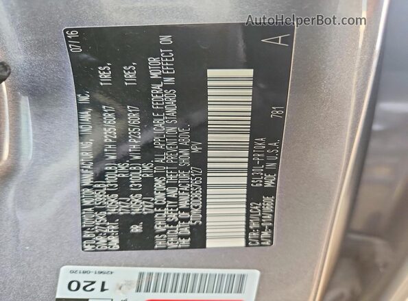 5TDYK3DC8GS765127 2016 TOYOTA SIENNA Серый Панорамный вид салона 360°