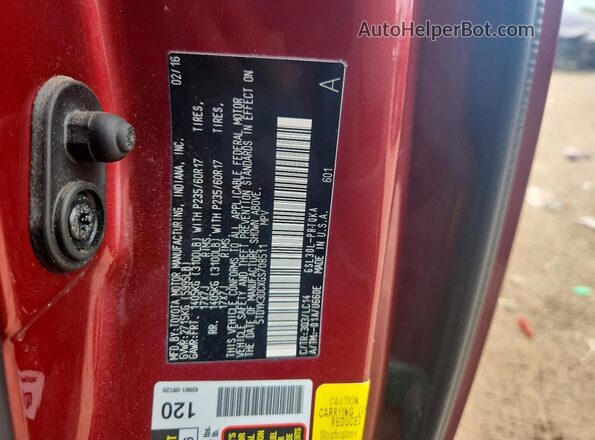 5TDYK3DCXGS708511 2016 TOYOTA SIENNA Red Engine compartment view