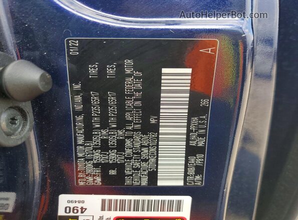 5TDYRKEC0NS102782 2022 TOYOTA SIENNA Синий Вид наклейки с VIN-кодом