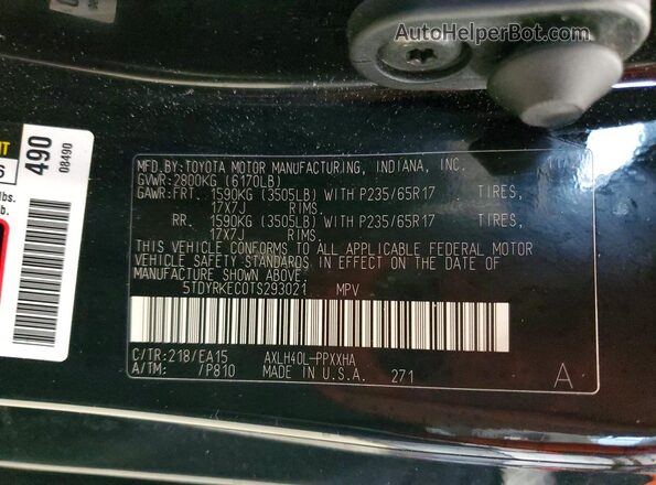 5TDYRKEC0TS293021 2026 TOYOTA SIENNA Black Սալոնի 360 աստիճան տեսք