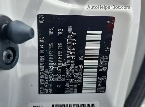 5TDYRKEC3SS264868 2025 TOYOTA SIENNA White Սալոնի 360 աստիճան տեսք