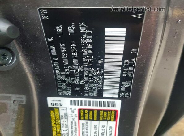 5TDYRKEC6NS130277 2022 TOYOTA SIENNA Gray VIN կոդի պիտակի տեսք