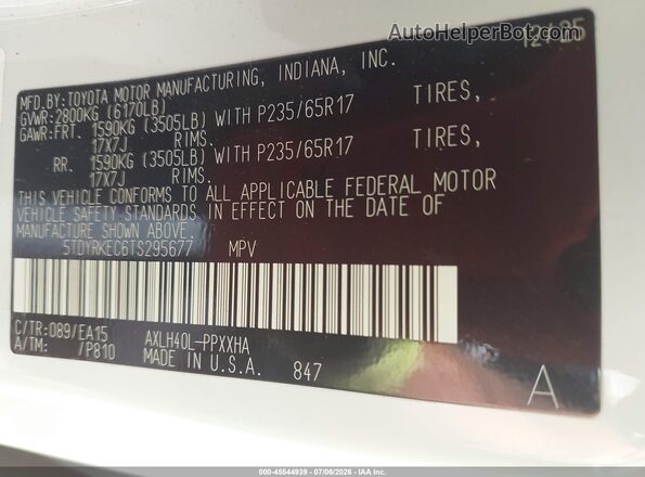 5TDYRKEC6TS295677 2026 TOYOTA SIENNA White Engine compartment view