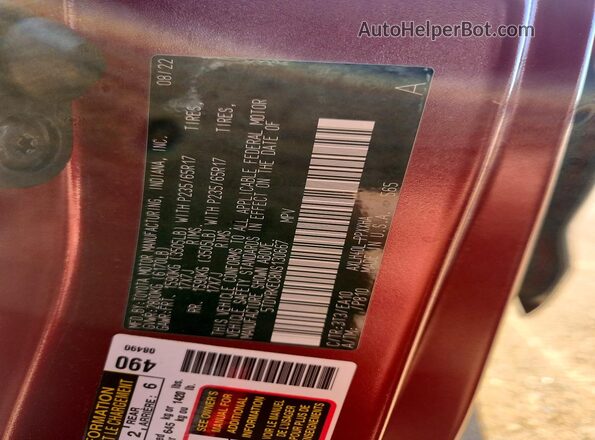 5TDYRKEC8NS130667 2022 TOYOTA SIENNA Red სალონის 360-გრადუსიანი ხედი