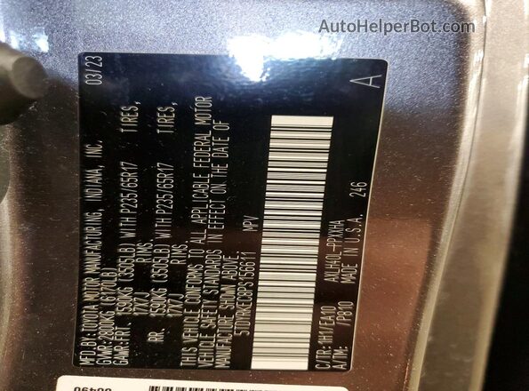 5TDYRKEC8PS156611 2023 TOYOTA SIENNA Gray Vista interior de 360 grados