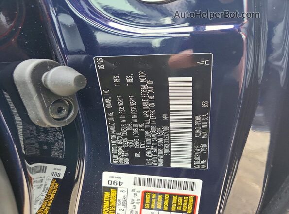 5TDYRKECXTS327708 2026 TOYOTA SIENNA Blue Вид наклейки з VIN-кодом