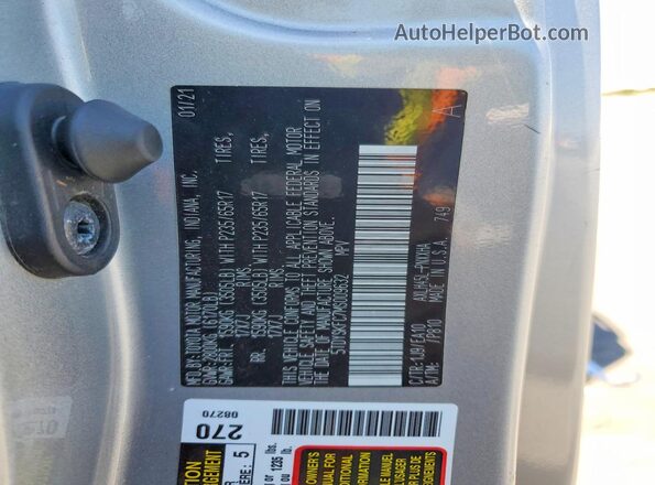 5TDYSKFC7MS009632 2021 TOYOTA SIENNA Серебряный Вид наклейки с VIN-кодом