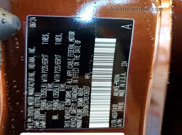 5TDYSKFC7RS136937 2024 TOYOTA SIENNA Brown Vista interior de 360 grados