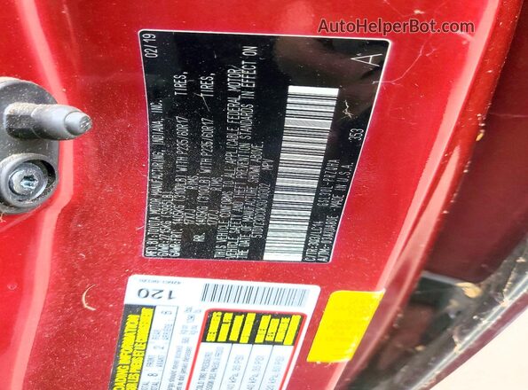 5TDYZ3DC0KS010302 2019 TOYOTA SIENNA Red VIN sticker view
