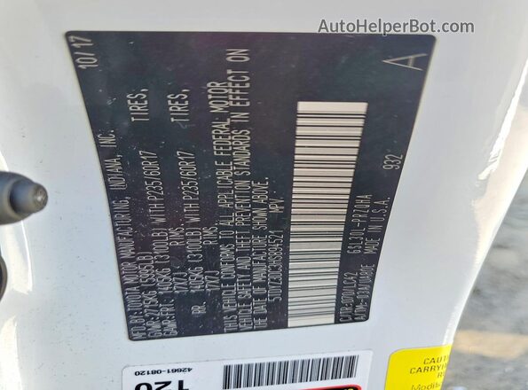 5TDYZ3DC3HS894521 2017 TOYOTA SIENNA White VIN sticker view