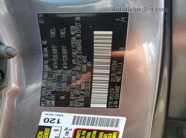 5TDYZ3DC4LS035804 2020 TOYOTA SIENNA Gray VIN კოდის სტიკერის ხედი