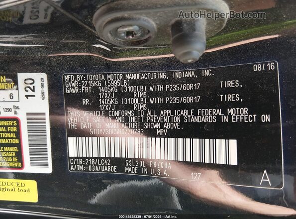 5TDYZ3DC5HS770783 2017 TOYOTA SIENNA Black Engine compartment view