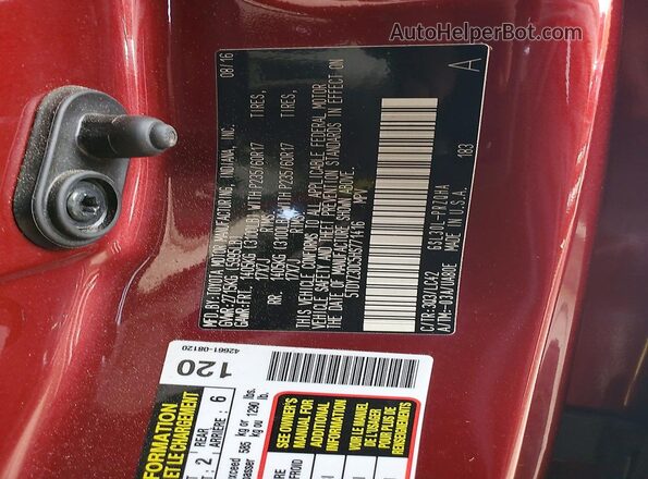 5TDYZ3DC5HS771416 2017 TOYOTA SIENNA Burgundy Вид підкапотного простору