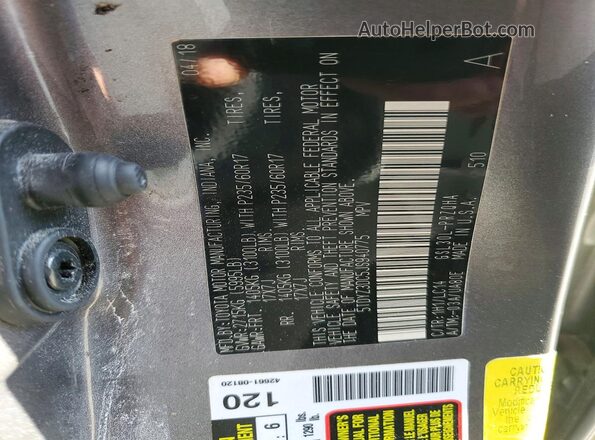 5TDYZ3DC5JS940775 2018 TOYOTA SIENNA Gray VIN կոդի պիտակի տեսք