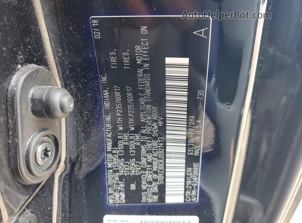 5TDYZ3DC8JS921413 2018 TOYOTA SIENNA Black VIN կոդի պիտակի տեսք