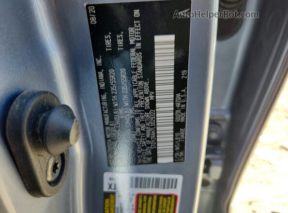 5TDYZRAH7LS029322 2020 TOYOTA HIGHLANDER Blue Vista interior de 360 grados