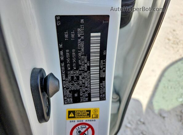 5TDYZRFH7HS193279 2017 TOYOTA HIGHLANDER White ძრავის განყოფილების ხედი