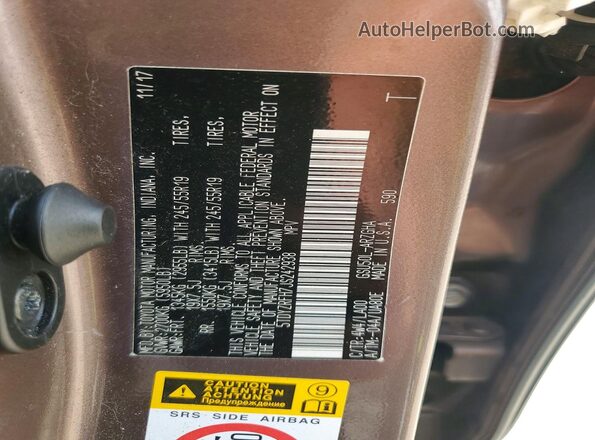 5TDYZRFH7JS242938 2018 TOYOTA HIGHLANDER Brown VIN կոդի պիտակի տեսք