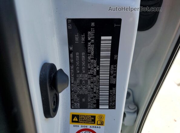 5TDYZRFH9JS273768 2018 TOYOTA HIGHLANDER White Vista de la etiqueta del VIN