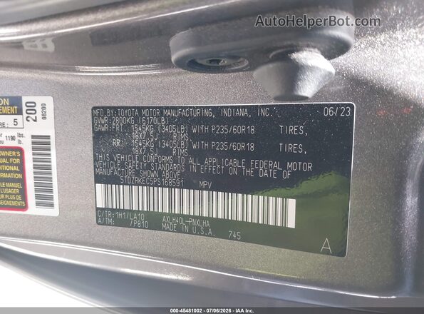 5TDZRKEC5PS168591 2023 TOYOTA SIENNA Gray Vista del compartimento del motor