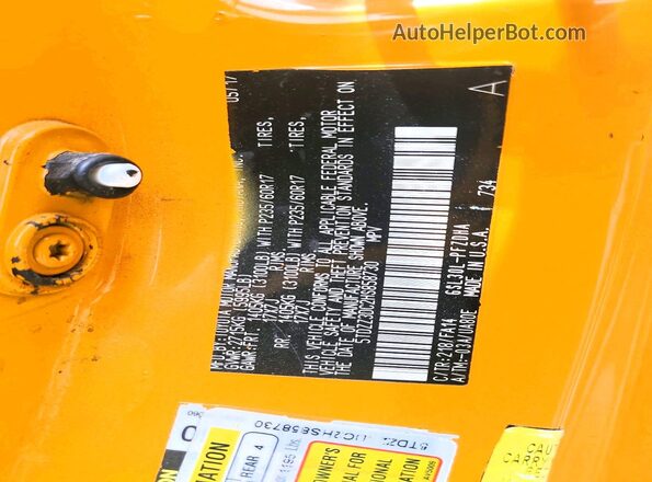 5TDZZ3DC2HS858730 2017 TOYOTA SIENNA Yellow VIN sticker view