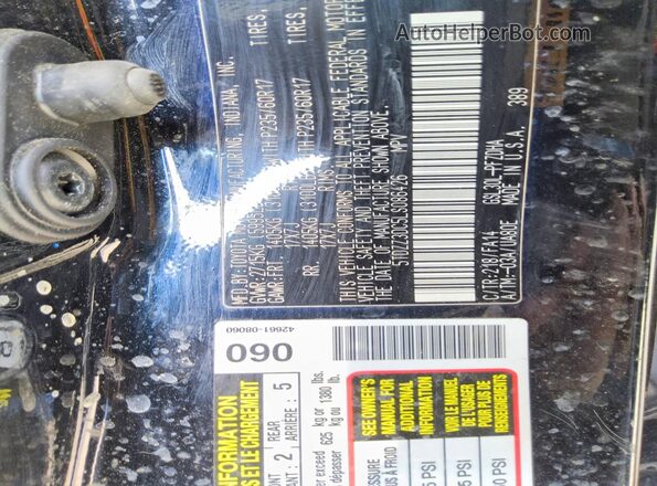 5TDZZ3DC5LS086426 2020 TOYOTA SIENNA Black Widok naklejki z numerem VIN