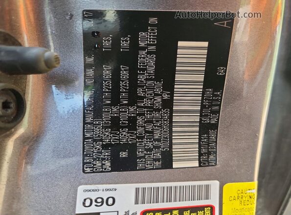 5TDZZ3DC6HS834835 2017 TOYOTA SIENNA Gray Widok naklejki z numerem VIN