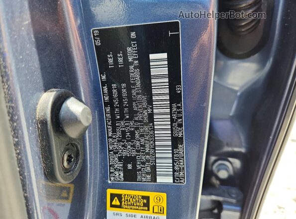5TDZZRFH2KS336134 2019 TOYOTA HIGHLANDER Blue VIN sticker view