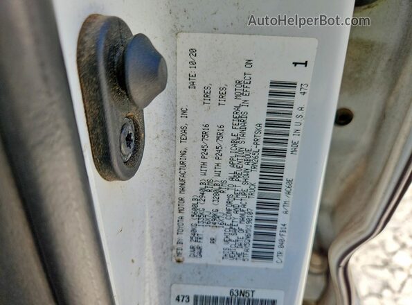 5TFAX5GN6MX190107 2021 TOYOTA TACOMA White Вид підкапотного простору