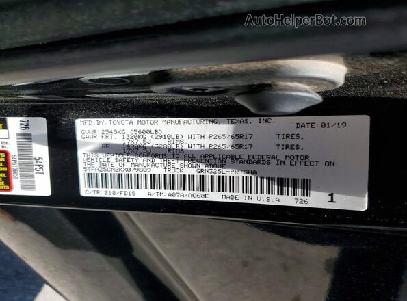 5TFAZ5CN2KX079809 2019 TOYOTA TACOMA Black ძრავის განყოფილების ხედი
