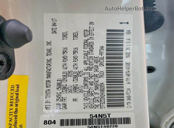 5TFBZ5DN2HX002854 2017 TOYOTA TACOMA White Widok wnętrza 360 stopni