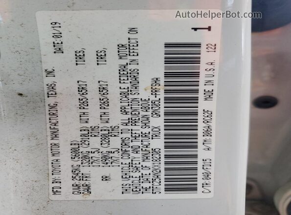 5TFCZ5AN2KX182305 2019 TOYOTA TACOMA White Շարժիչի բաժամունքի տեսք