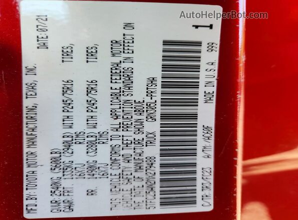 5TFCZ5AN2MX279488 2021 TOYOTA TACOMA Red Engine compartment view