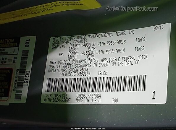 5TFDW5F13HX592199 2017 TOYOTA TUNDRA Gray Engine compartment view