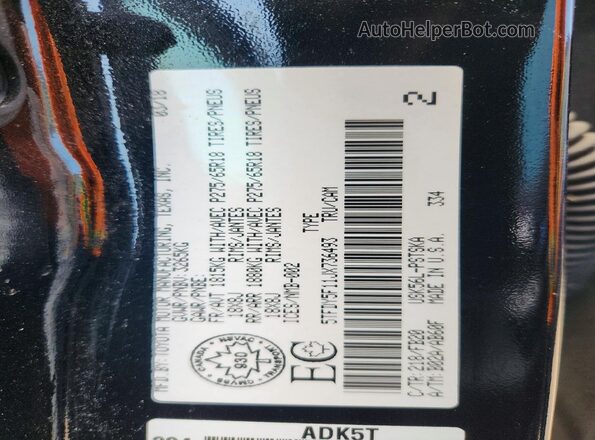 5TFDY5F11JX736493 2018 TOYOTA TUNDRA Black Вид наклейки з VIN-кодом