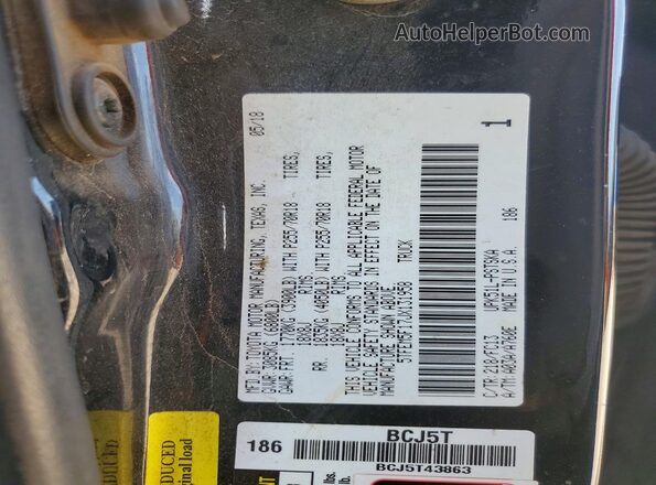 5TFEM5F17JX131958 2018 TOYOTA TUNDRA Black Widok komory silnika