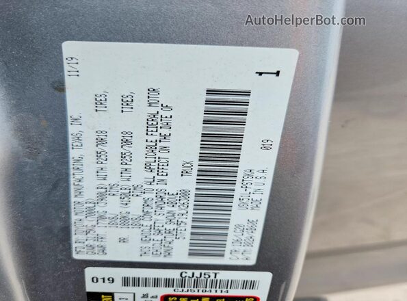 5TFEY5F19LX263000 2020 TOYOTA TUNDRA Silver VIN sticker view