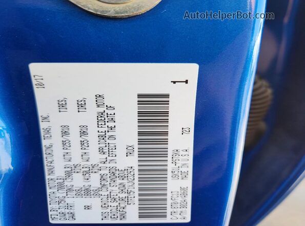 5TFEY5F1XJX232934 2018 TOYOTA TUNDRA Blue VIN sticker view