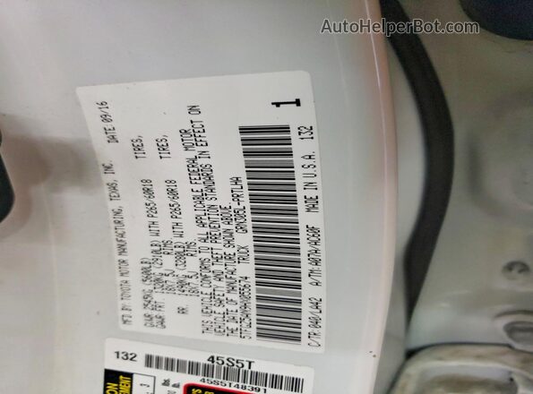 5TFGZ5AN9HX055674 2017 TOYOTA TACOMA White Вид підкапотного простору