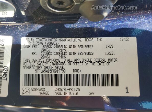 5TFJA5AB5PX019790 2023 TOYOTA TUNDRA Blue Engine compartment view