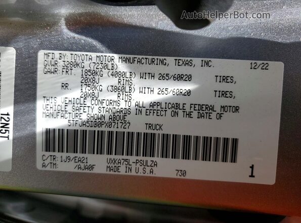 5TFJA5DB0PX071727 2023 TOYOTA TUNDRA Silver Widok komory silnika