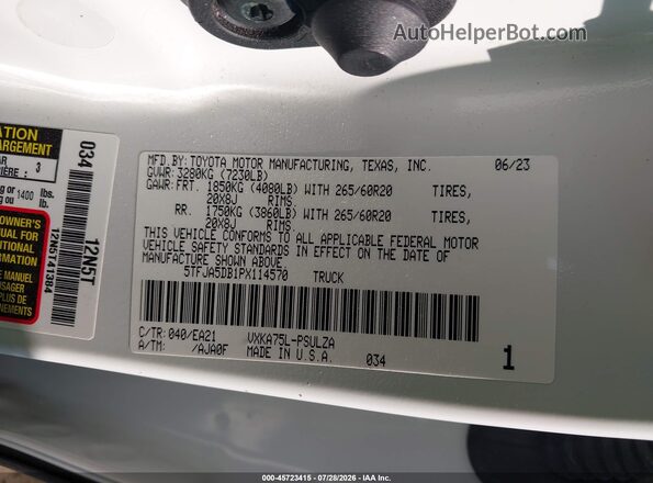 5TFJA5DB1PX114570 2023 TOYOTA TUNDRA White Widok komory silnika