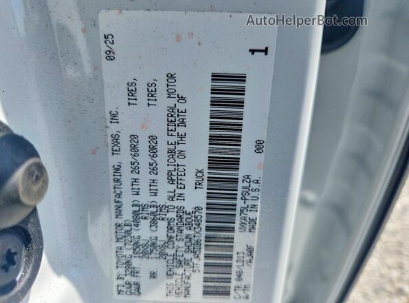 5TFJA5DB6TX348570 2026 TOYOTA TUNDRA White VIN կոդի պիտակի տեսք