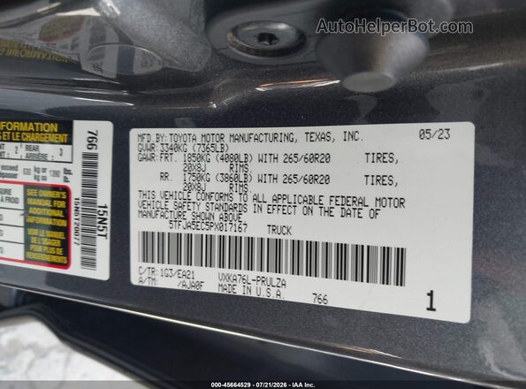 5TFJA5EC5PX017167 2023 TOYOTA TUNDRA Серый Вид подкапотного пространства
