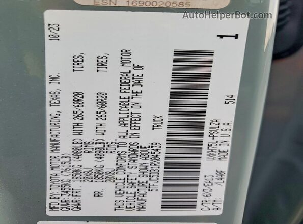5TFJC5DB1RX045439 2024 TOYOTA TUNDRA Gray Vista del compartimento del motor