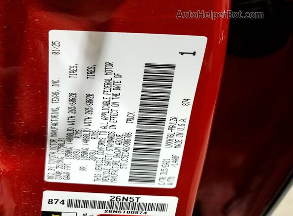 5TFJC5EC4SX008706 2025 TOYOTA TUNDRA Красный Вид подкапотного пространства