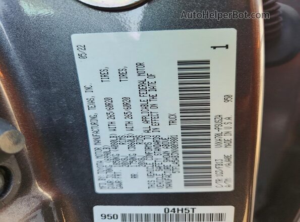 5TFLA5AB3NX009801 2022 TOYOTA TUNDRA Charcoal Вид підкапотного простору