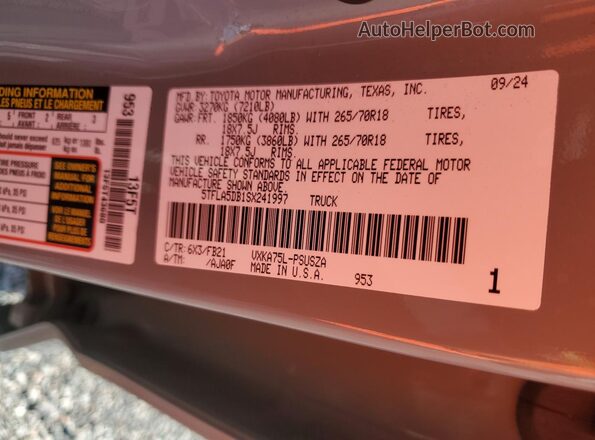 5TFLA5DB1SX241997 2025 TOYOTA TUNDRA Gray Շարժիչի բաժամունքի տեսք