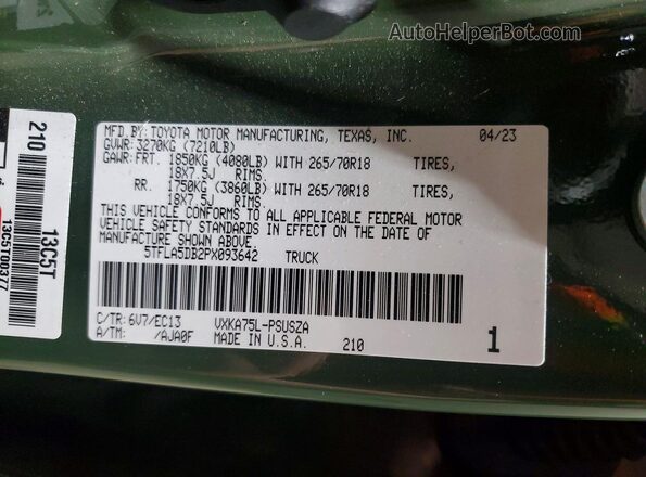 5TFLA5DB2PX093642 2023 TOYOTA TUNDRA Green Вид підкапотного простору