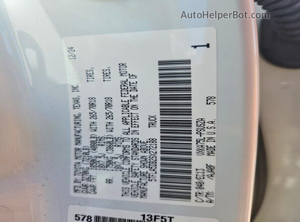 5TFLA5DB2SX272188 2025 TOYOTA TUNDRA White Շարժիչի բաժամունքի տեսք